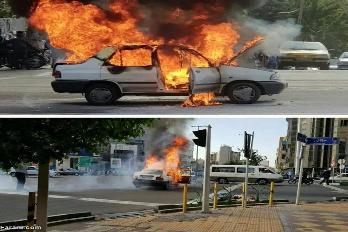جنجال "آتش‌زدن پراید" در اعتراض به جریمه پلیس