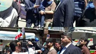 وزیر ارتباطات با تی شرت و کلاه در راه پیمایی +عکس