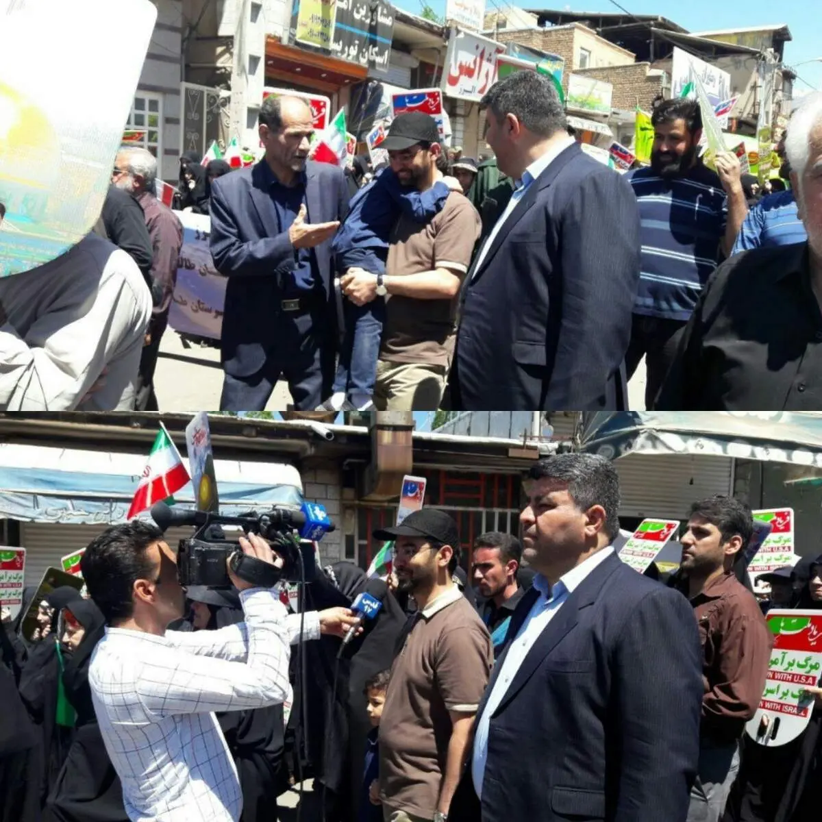 وزیر ارتباطات با تی شرت و کلاه در راه پیمایی +عکس