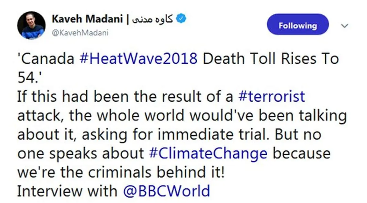 واکنش فعال محیط زیست به مرگ ۵۴ کانادایی در اثر گرما