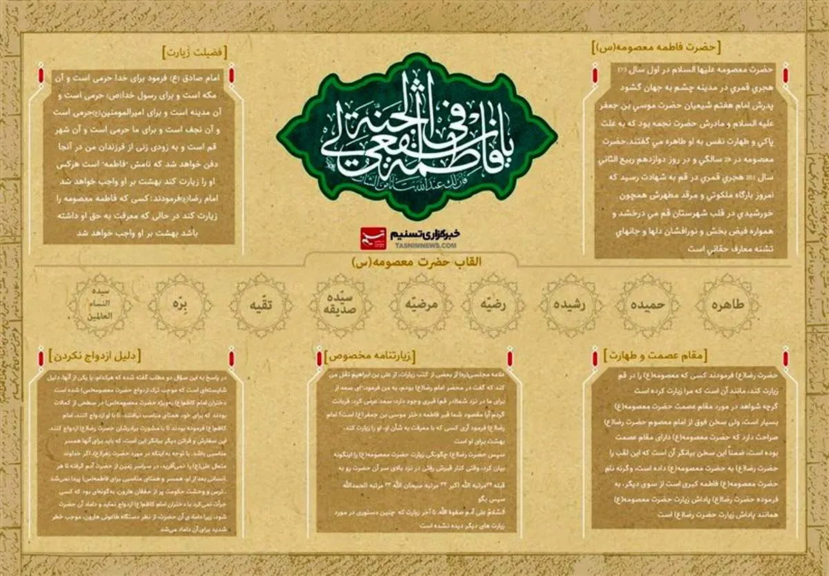 گذری بر زندگی حضرت معصومه