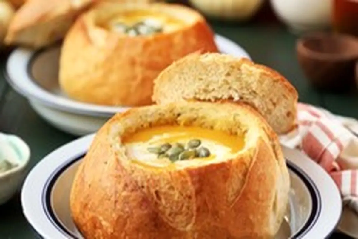 طرز تهیه نان کاسه ای جهت سرو سوپ