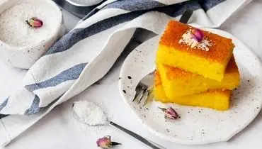 طرز تهیه کیک باقلوایی زعفرانی