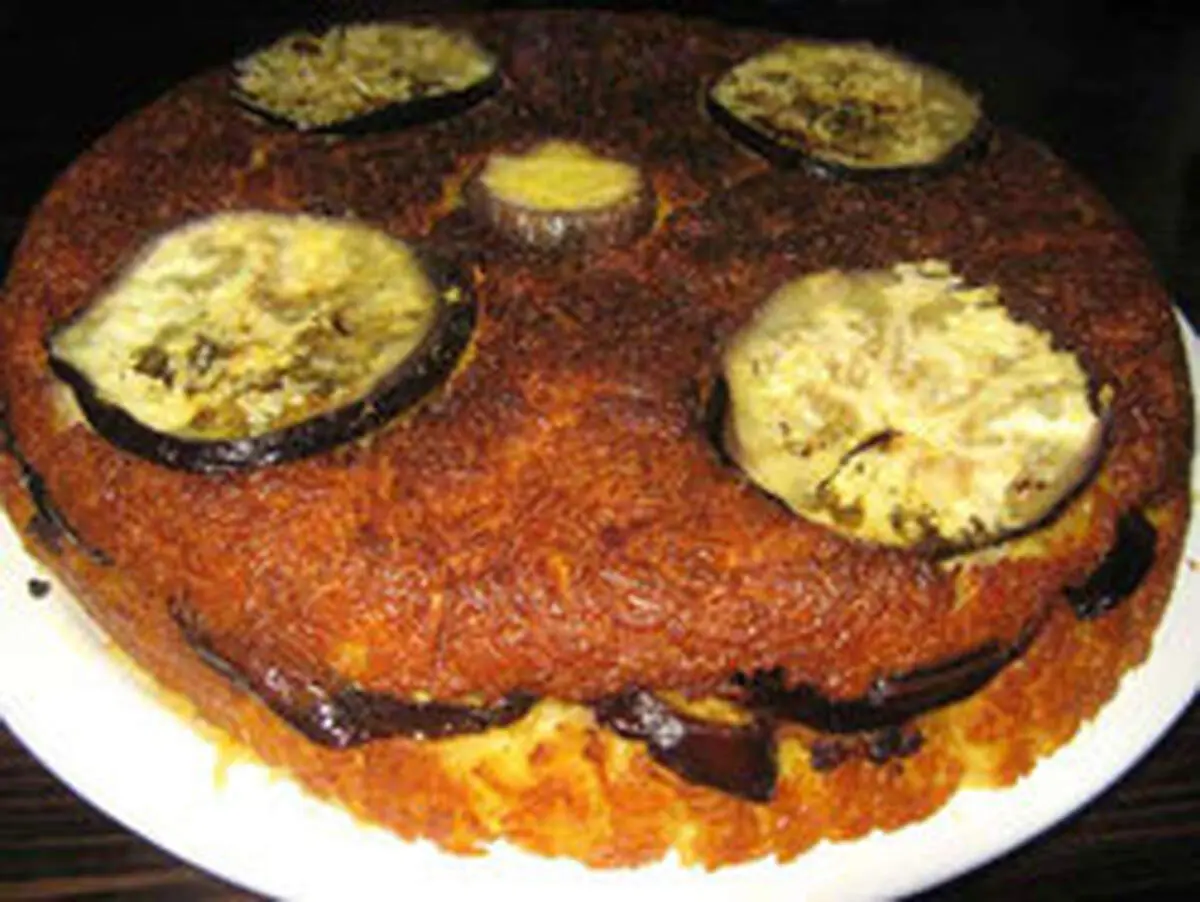 دستور پخت ته چین قارچ و بادمجان