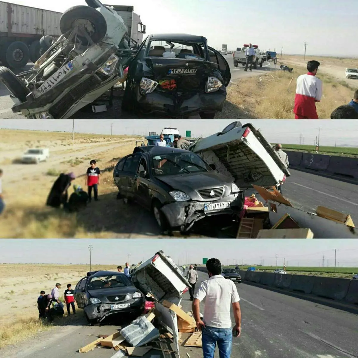 مصدومیت ۱۳ نفر در تصادف زنجیره‌ای قوچان +عکس