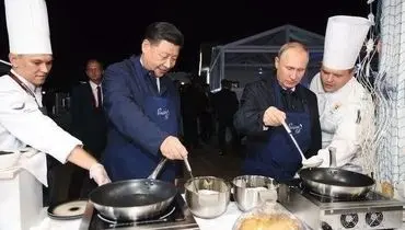 پوتین و رئیس جمهور چین آشپز شدند + عکس