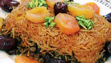 خوراک رشته و عدس قالبی