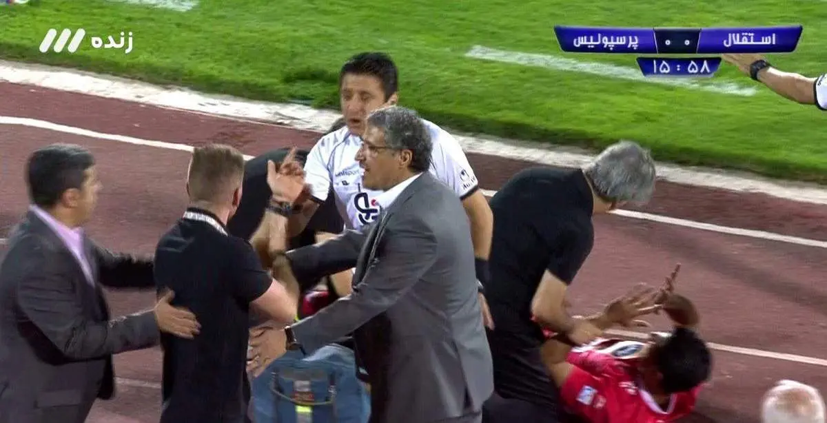 اولین درگیری دربی در دقیقه ۱۵ +عکس