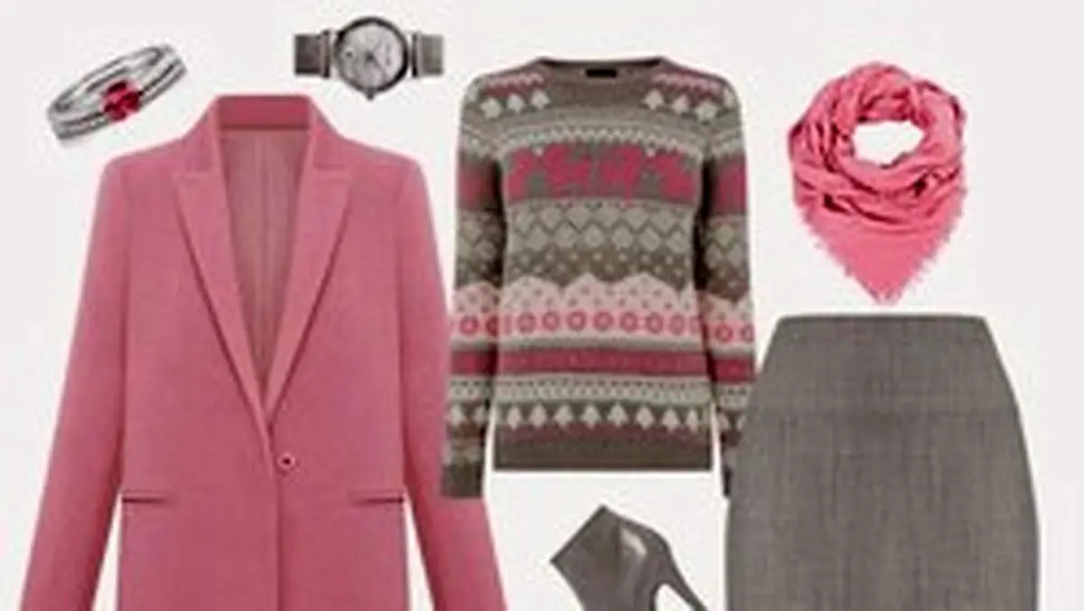 ست لباس پاییزی به رنگ طوسی و صورتی