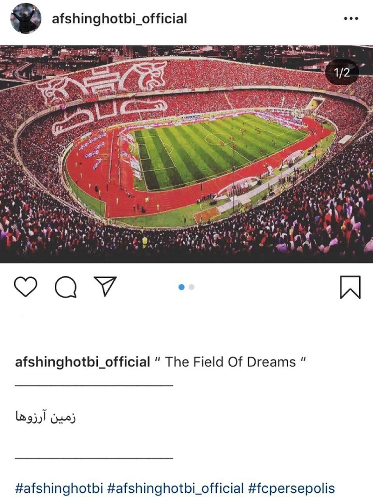 حمایت اینستاگرامی افشین قطبی از پرسپولیس +عکس
