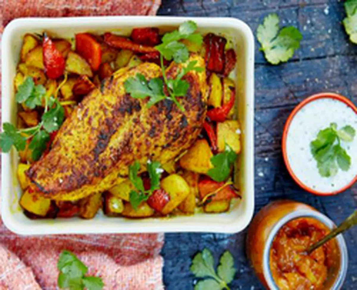 مرغ کبابی با سیب زمینی لیمویی یک غذای خوشمزه و عالی