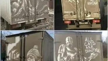 هنرمندی که روی خودروهای کثیف نقاشی می‌کند +عکس