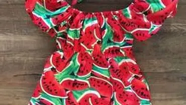 مدل لباس هندوانه‌ای کودکان برای شب یلدا