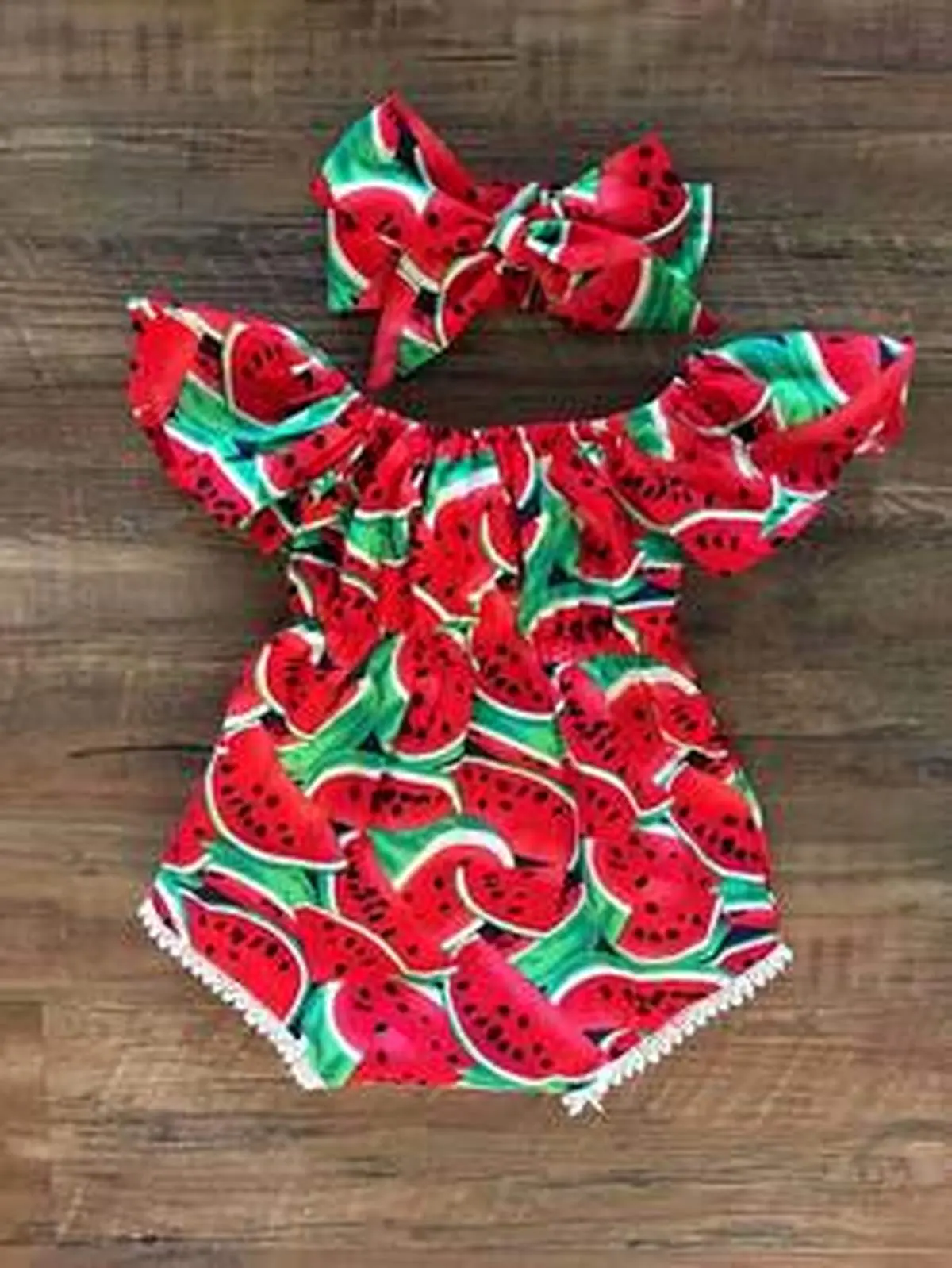 مدل لباس هندوانه‌ای کودکان برای شب یلدا