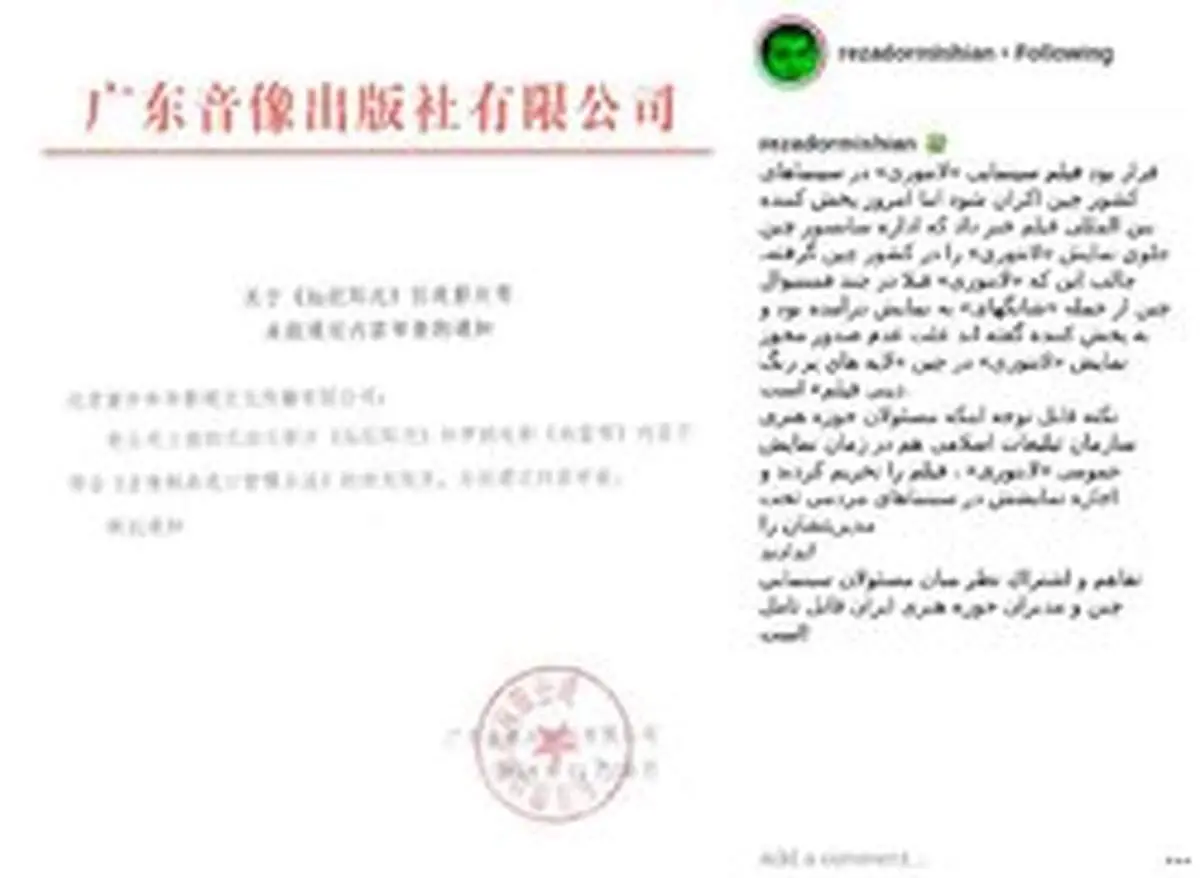 واکنش رضا درمیشیان به توقیف «لانتوری» در کشور چین