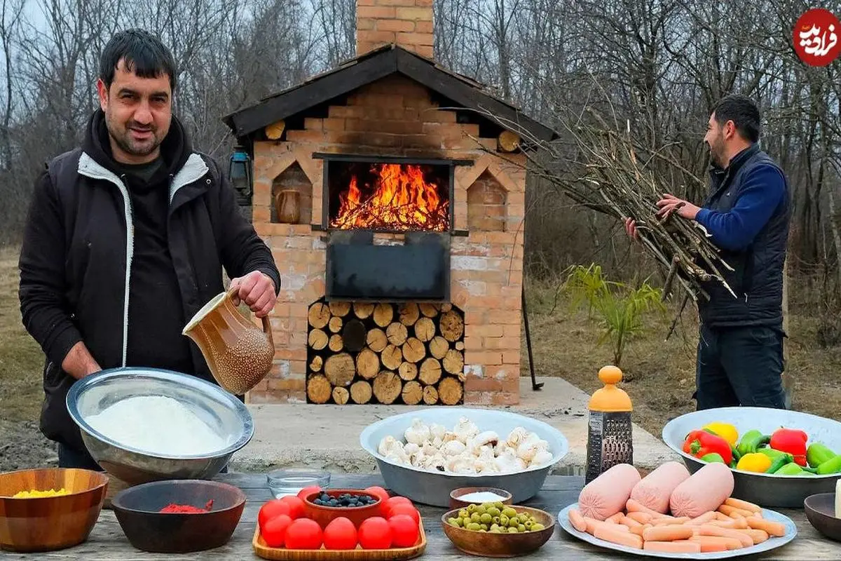 پخت پیتزای جنگلی در روستاهای آذربایجان