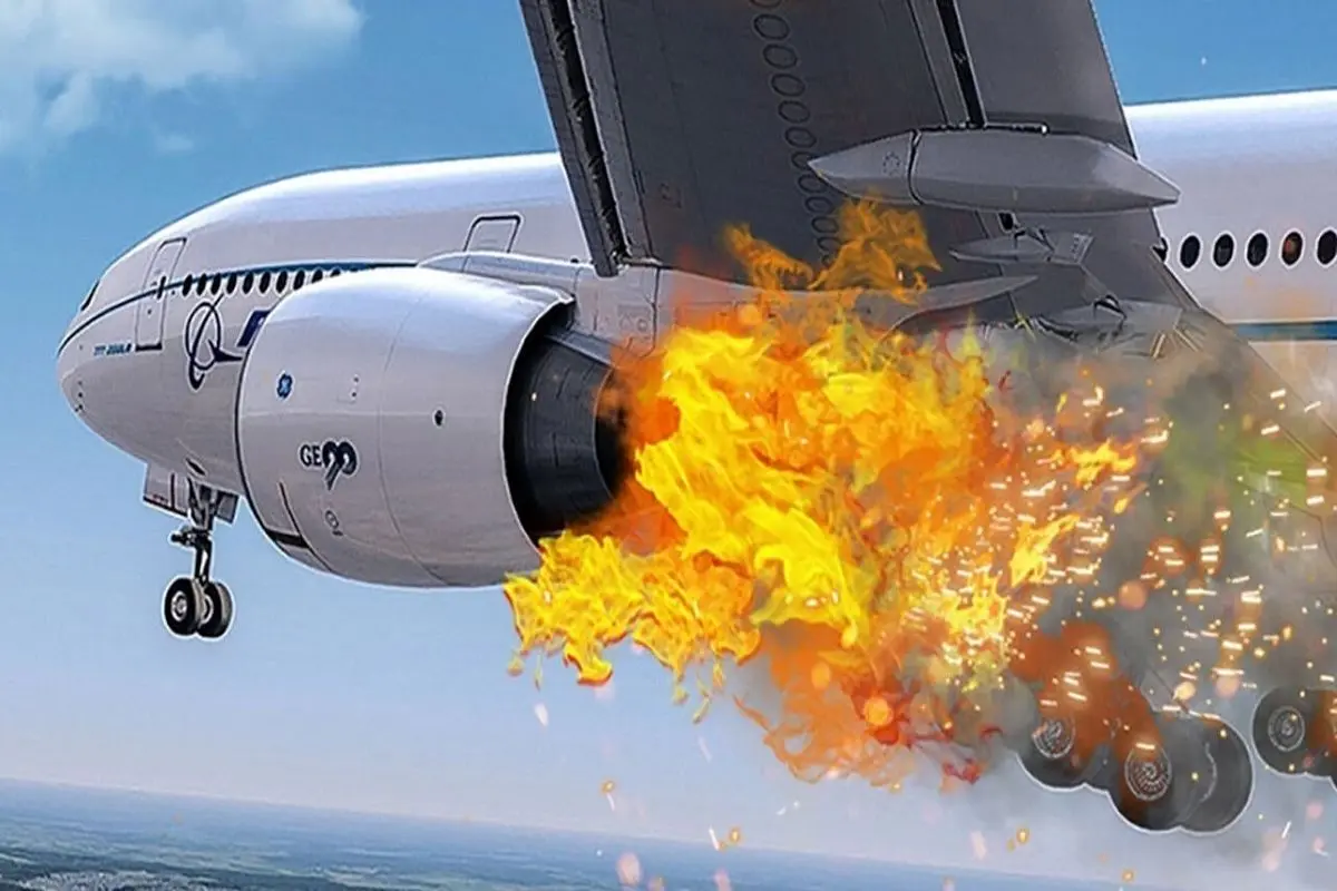 اولین تصاویر از لحظه فرود هواپیمای بوئینگ آتش گرفته در کیش
