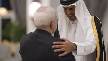 خوش‌وبش گرم ⁧ظریف ⁩با امیر⁧قطر⁩ +عکس