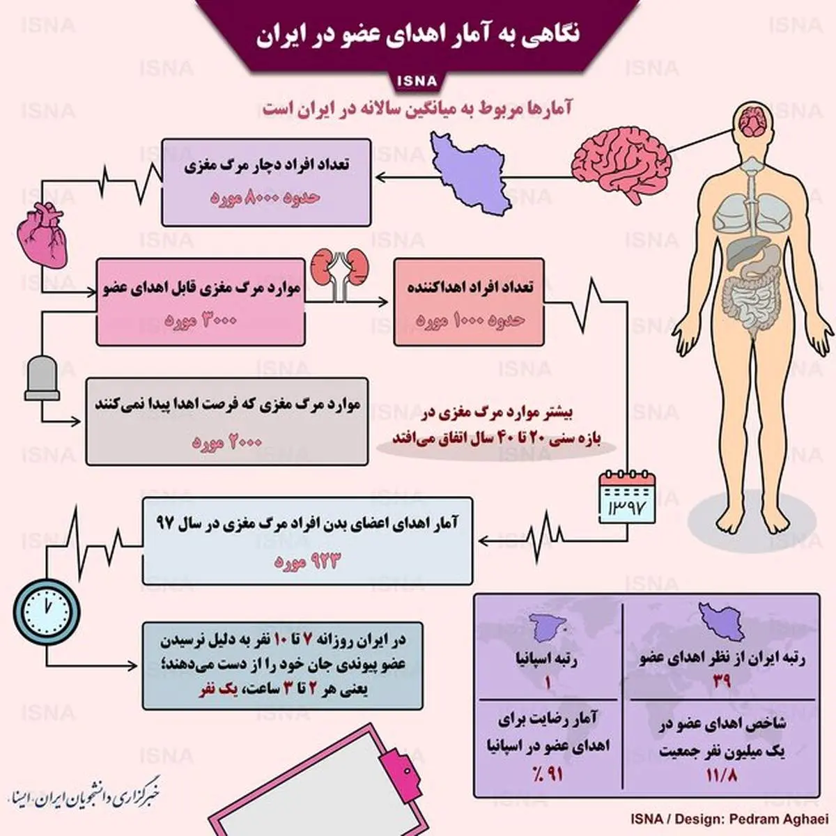نگاهی به آمار اهدای عضو در ایران
