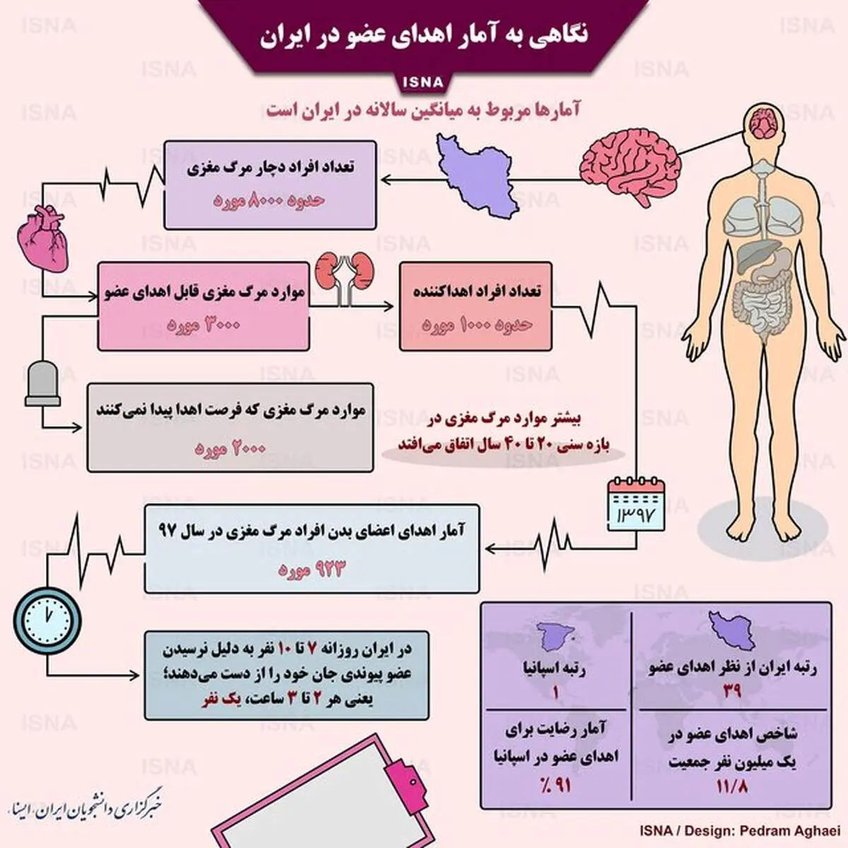 نگاهی به آمار اهدای عضو در ایران