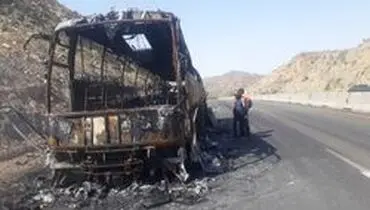یک دستگاه اتوبوس در جیرفت سوخت