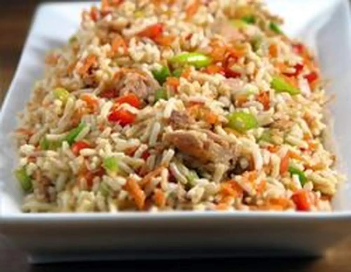 مخلوط پلو چینی با سبزیجات دراز و رشته ای!