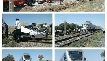برخورد قطار با پراید در ورامین+عکس