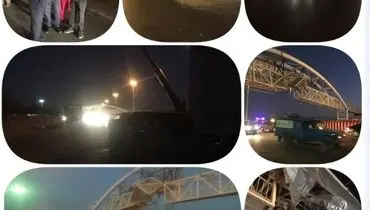 یک تریلی در اتوبان کرج-قزوین پل عابر را واژگون کرد