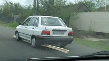 حمل بار عجیب با پراید +عکس