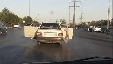 حمل بار خطرناک با پراید! +عکس
