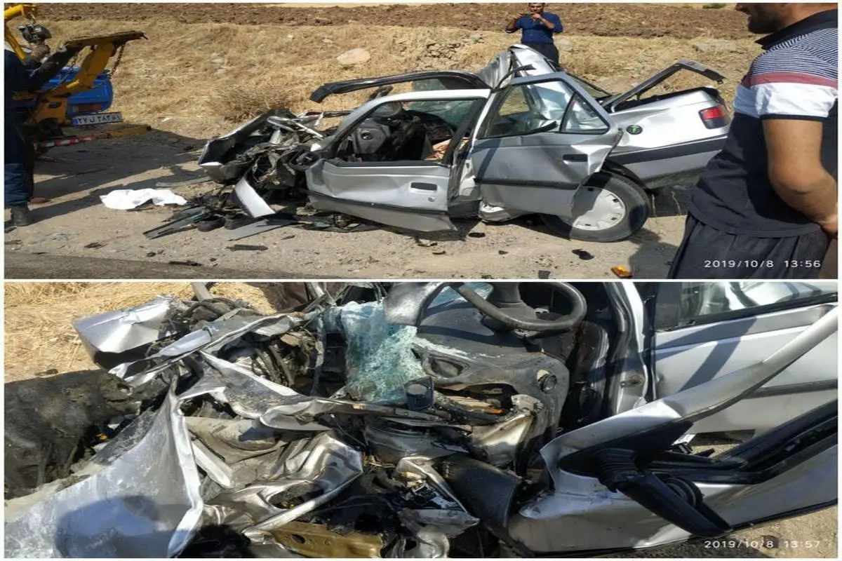 مرگ راننده پژو بر اثر تصادف با تریلی +عکس