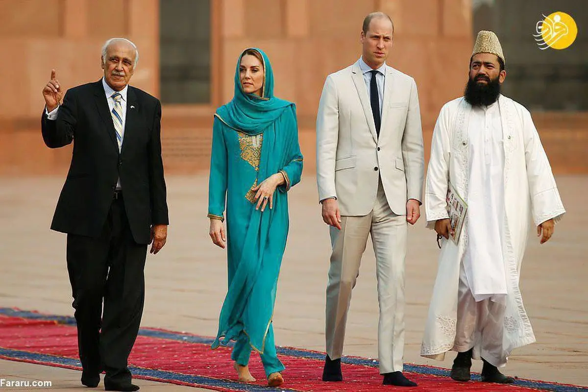شاهزاده ویلیام و همسرش باحجاب در مسجد تاریخی پاکستان