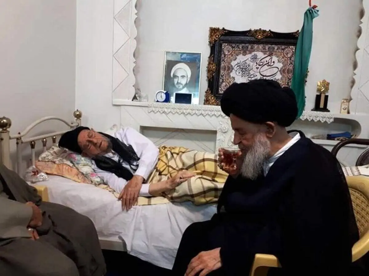 عیادت آیت‌الله علوی گرگانی و محسن هاشمی از آیت‌الله امینی +عکس
