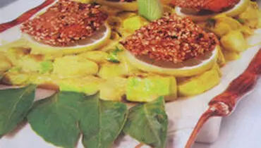 ماهی سالمون کنجدی با سس لیمو