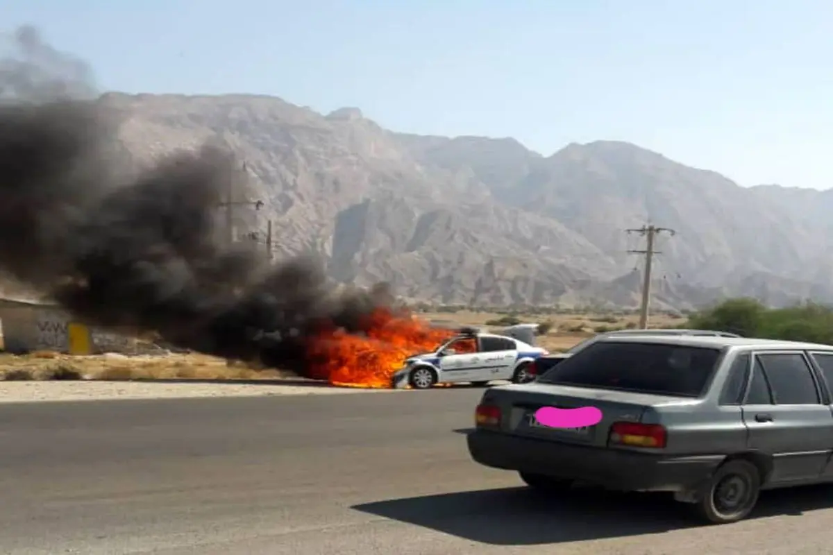 آتش‌گرفتن یک خودروی مگان پلیس +عکس
