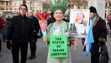 راهپیمایی اعتراضی علیه دونالد ترامپ در مرکز لندن