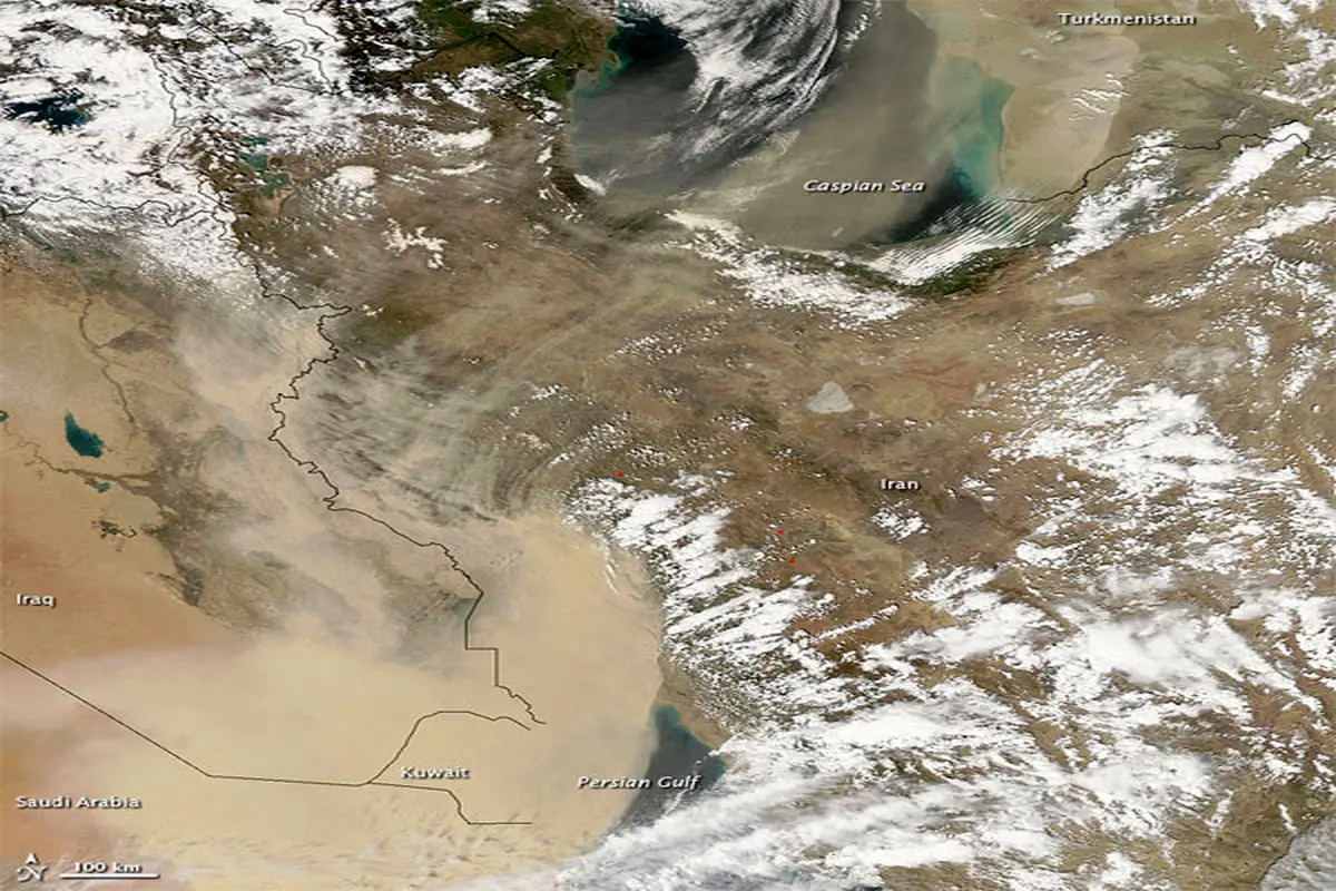 تصویر ماهواره ای از گرد و غبار بر فراز ایران