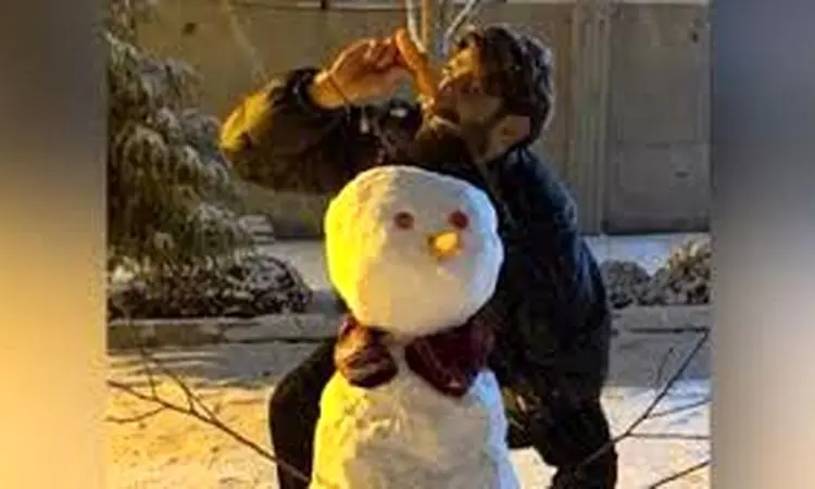 آدم برفی ساختن تراکتوری ها با کارگردانی بیرانوند + فیلم

