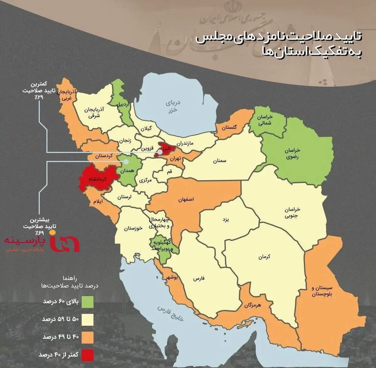 اینفوگرافیک | تایید صلاحیت نامزدهای مجلس به تفکیک استان‌ها