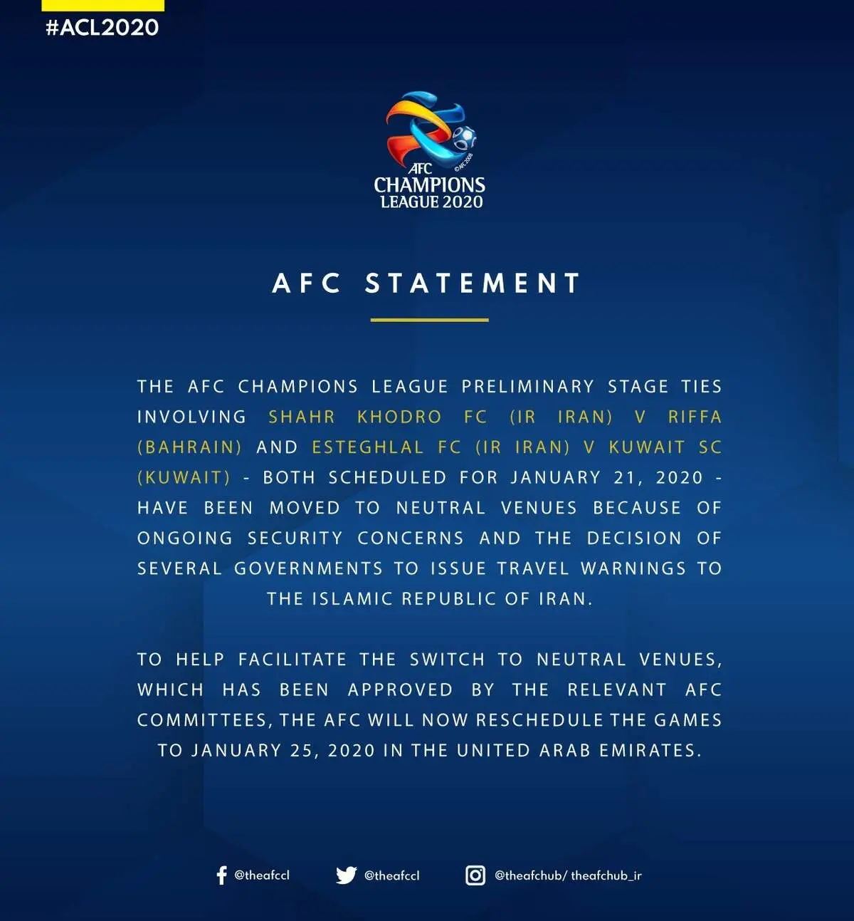 آخرین بیانیه AFC؛ پلی آف ایرانی ها در دبی
