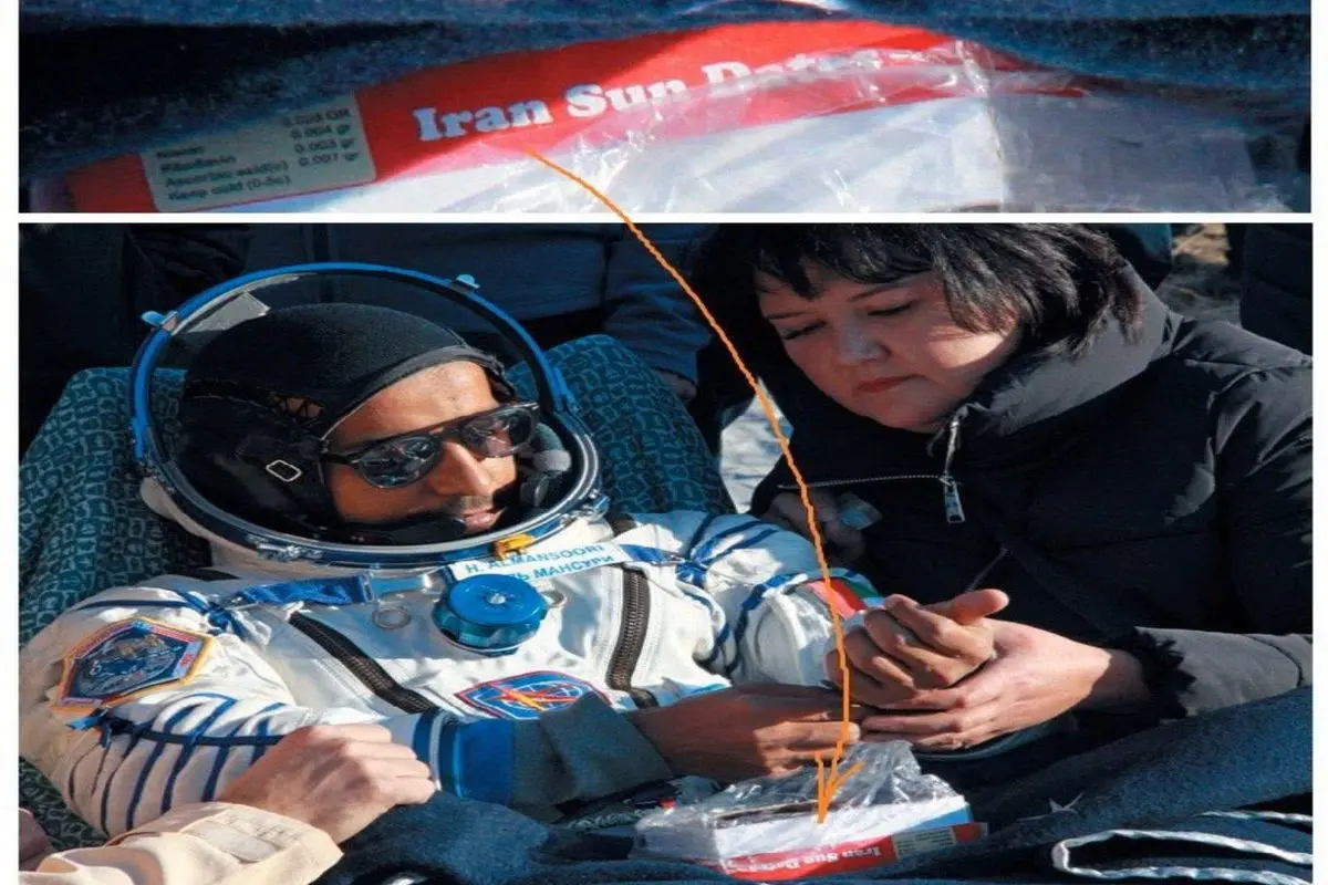 پذیرایی از فضانورد اماراتی با خرمای ایرانی! + عکس