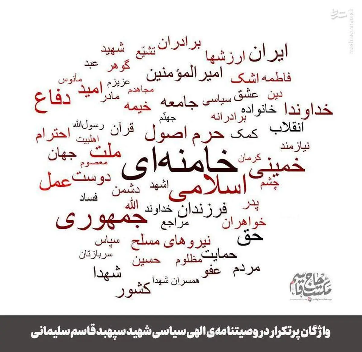 واژگان پرتکرار در وصیت‌نامه سپهبد قاسم سلیمانی +عکس