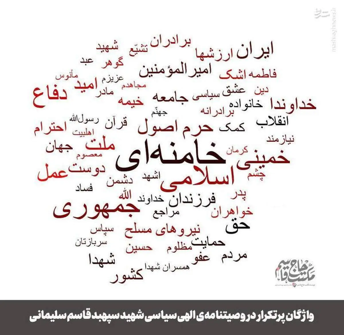 واژگان پرتکرار در وصیت‌نامه سپهبد قاسم سلیمانی +عکس