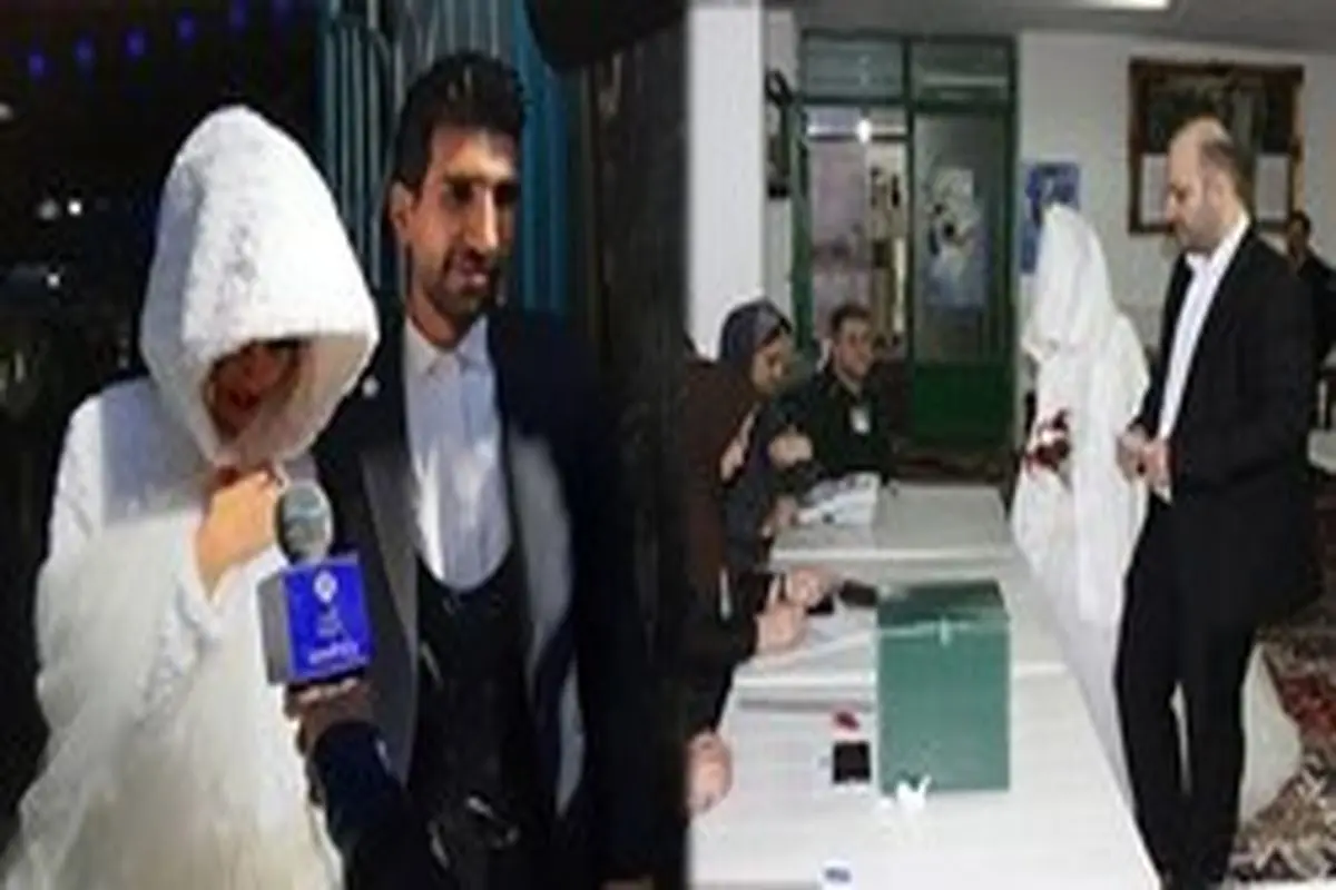 حضور عروس و دامادها در انتخابات +عکس