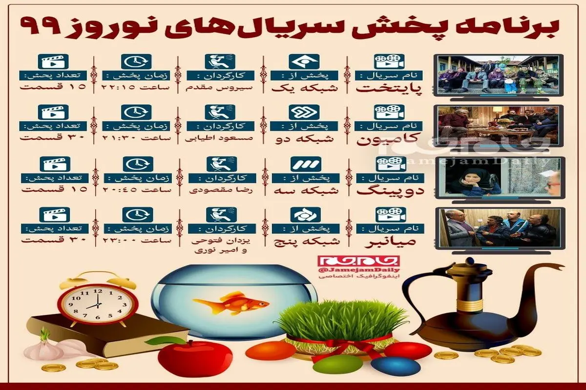 برنامه پخش سریال‌های نوروزی ۹۹ +تصویر