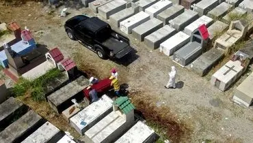 عکس | دفن جنازه‌های افراد مبتلا کرونا در اکوادور