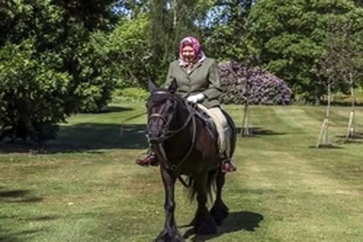 ملکه انگلیس سوار اسب از قرنطینه خارج شد +عکس