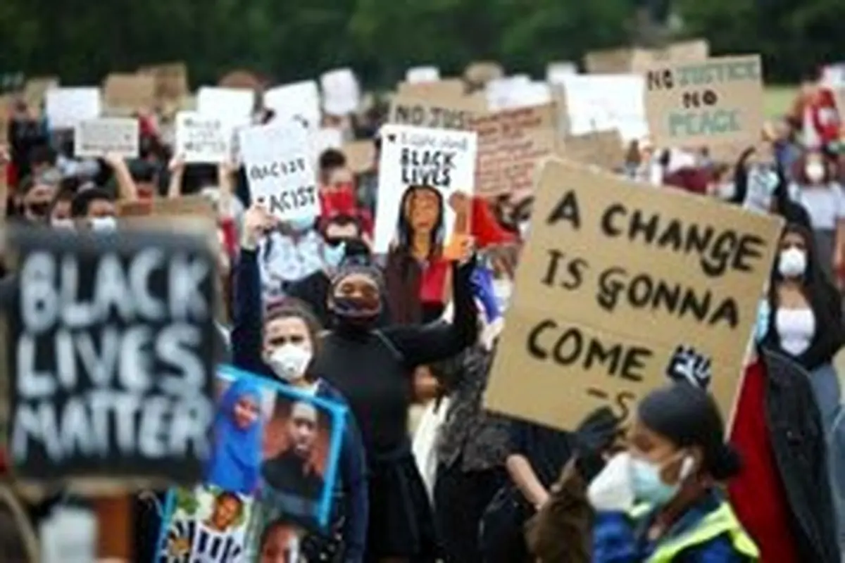 تظاهرات در مرکز لندن در اعتراض به قتل «جورج فلوید»