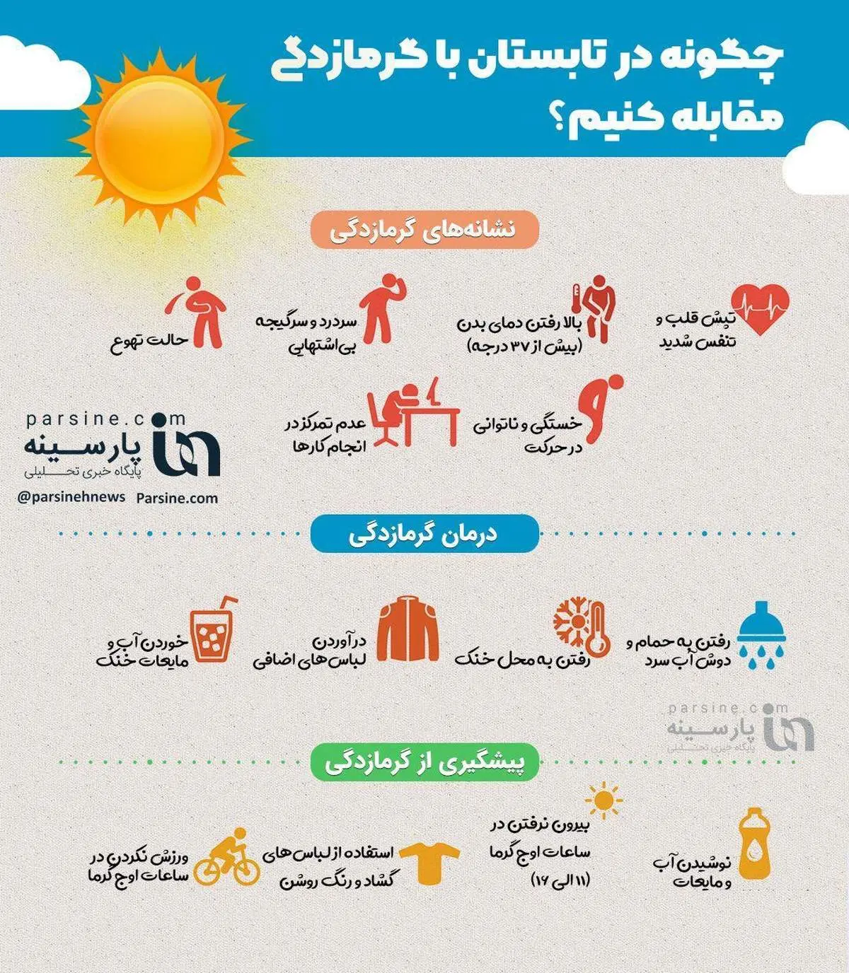 اینفوگرافی|چگونه در تابستان با گرمازدگی مقابله کنیم؟