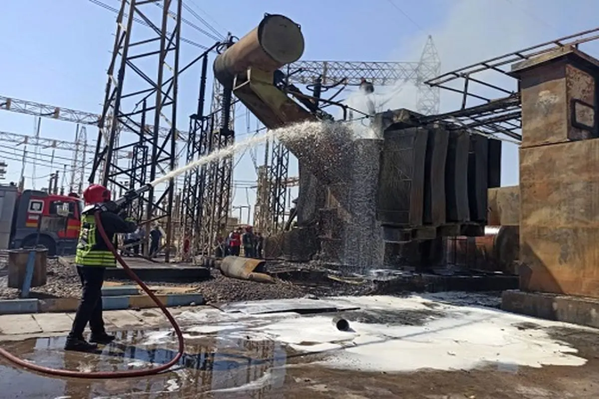 آتش سوزی در نیروگاه زرگان بر اثر انفجار ترانس + فیلم